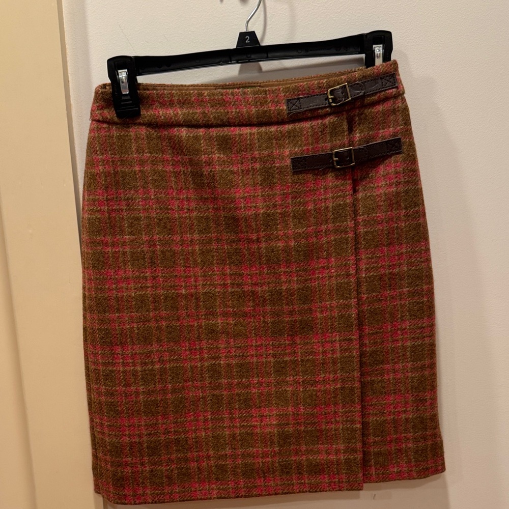Boden Brown and Pink Plaid Pencil Skirt